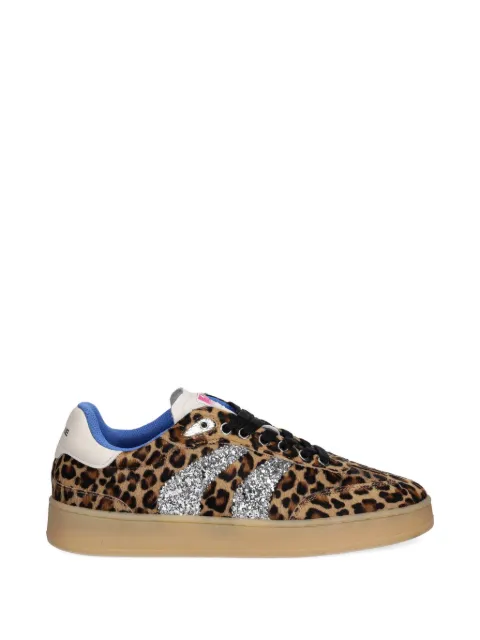 Crime London leopard-print glitter-detail sneakers