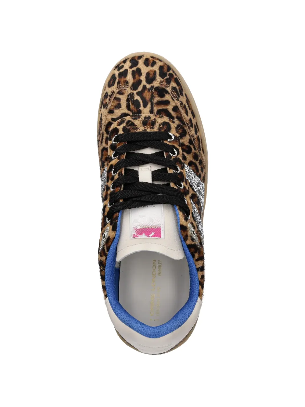 Crime London Sneakers met luipaardprint en glitterdetail Bruin
