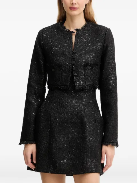 Bardot Karoline fringed-detail buttoned cropped jacket