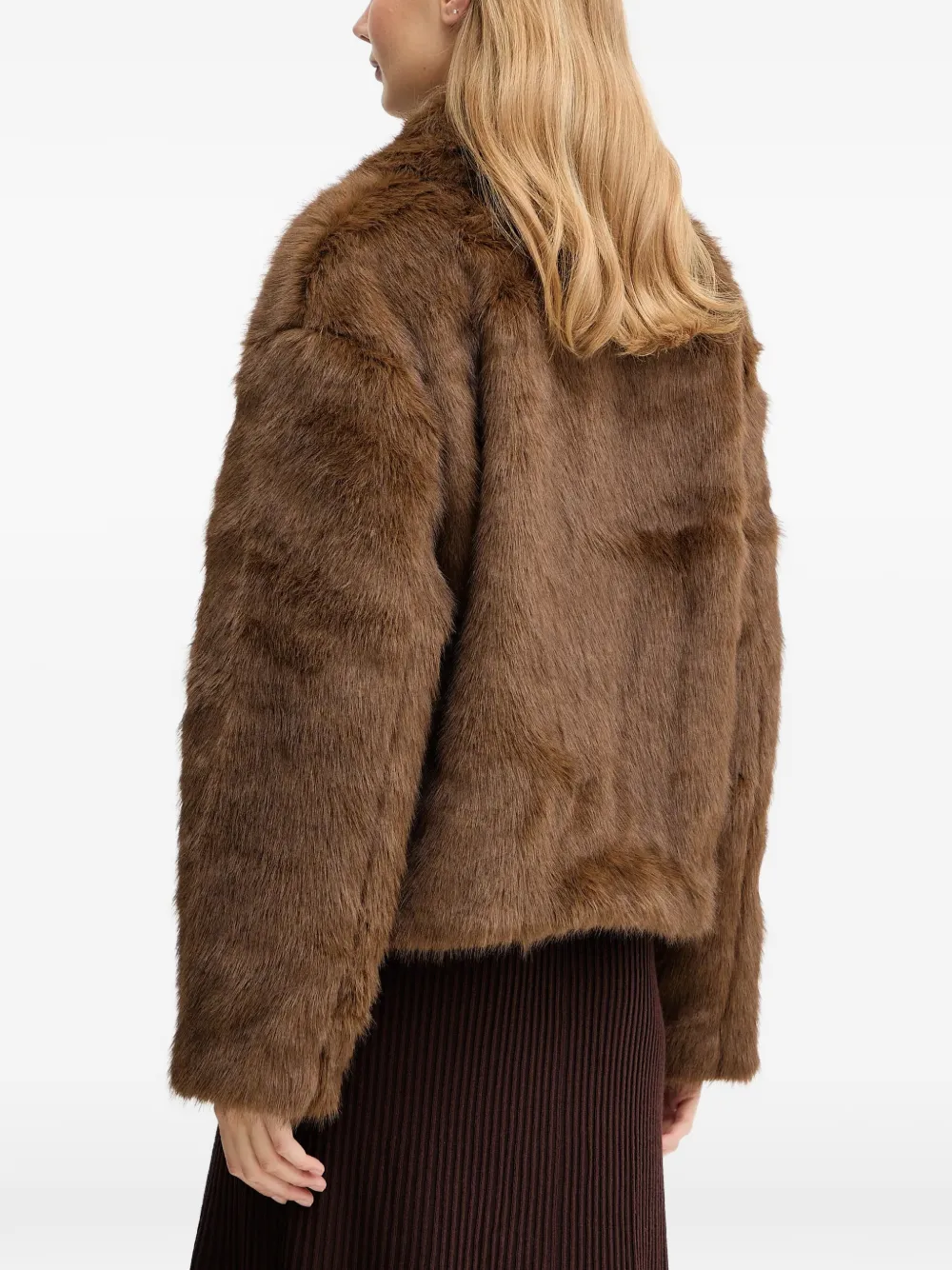 Bardot Sylvie jack van imitatiebont met rits Bruin