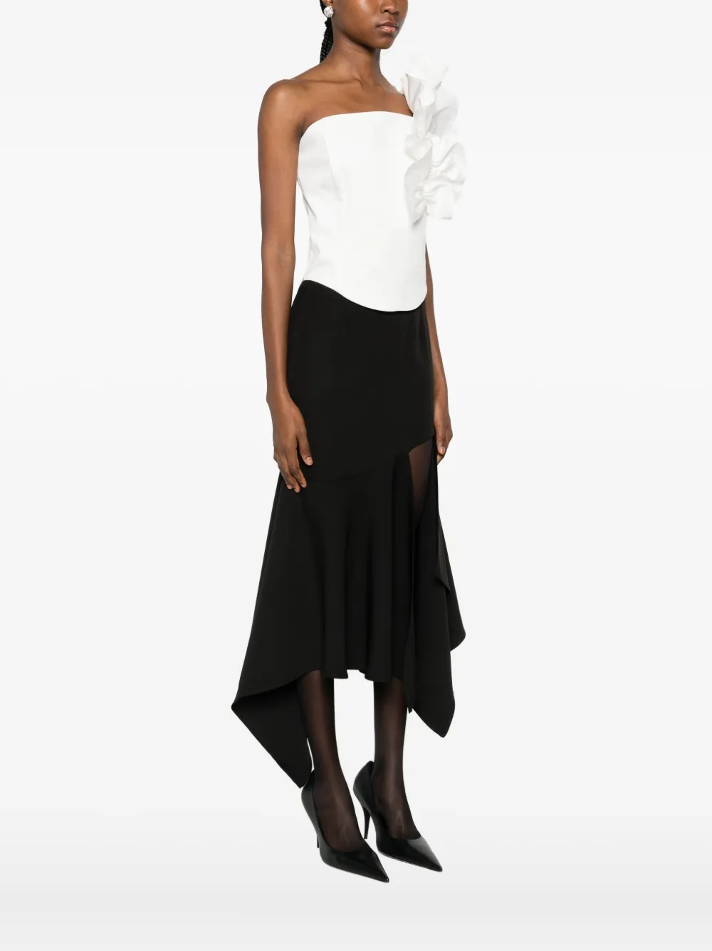 Rhizome Amora Ruffle-detail Corset Top In White