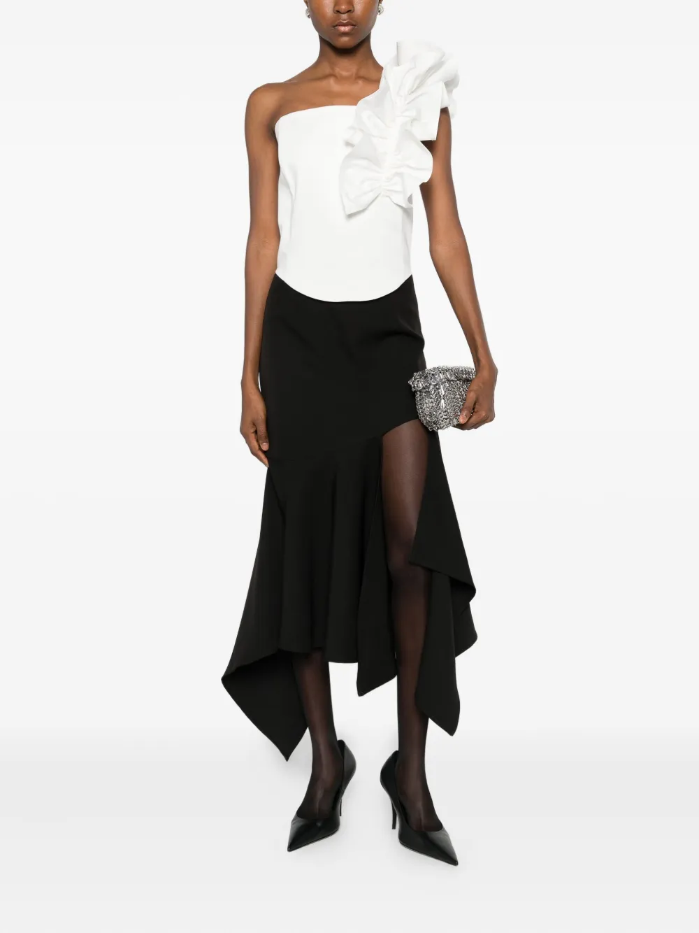 Rhizome Amora Ruffle-detail Corset Top In White