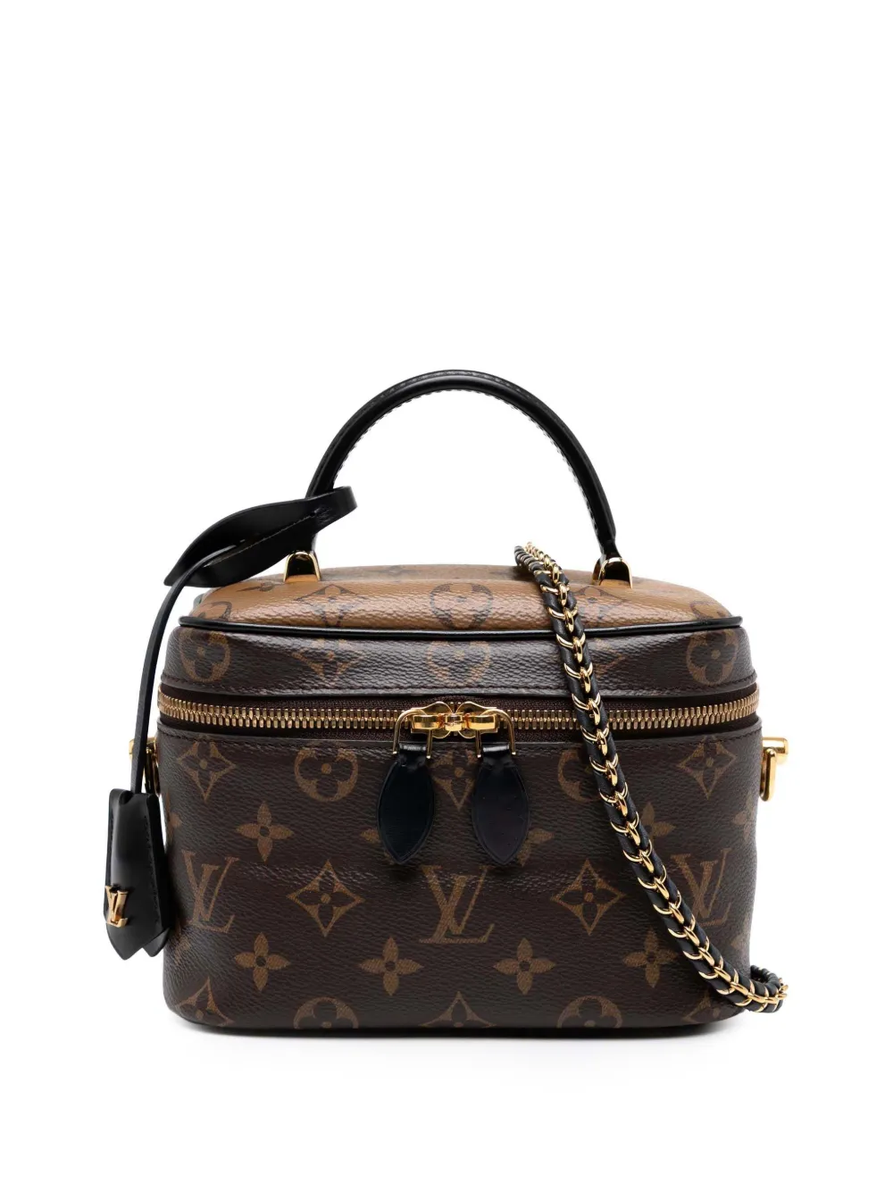 Pre-owned Louis Vuitton 2021-2025 Monogram Reverse Vanity Pm Satchel In Brown