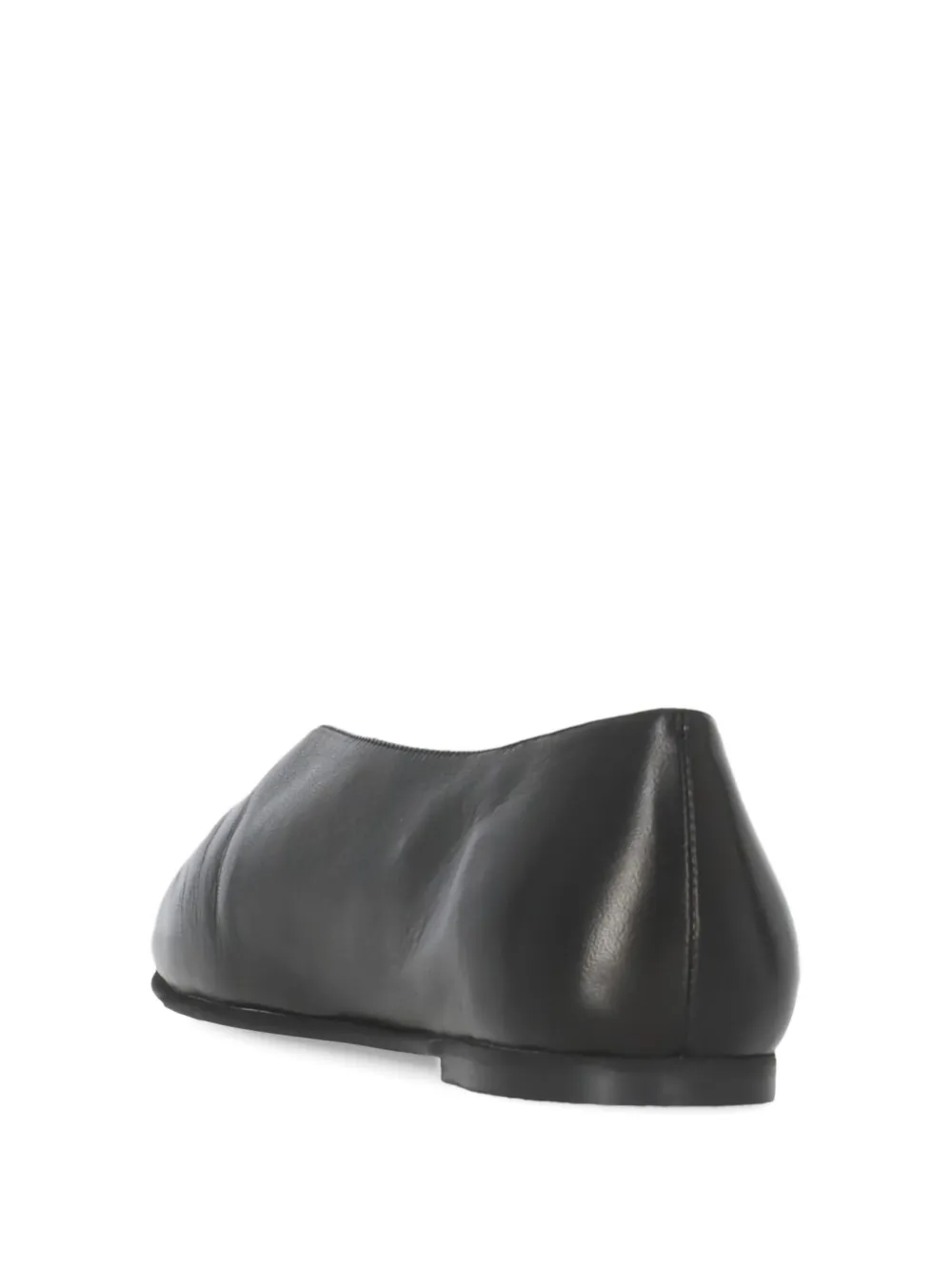 Poeve Reese Round-toe Leather Ballet Flats In Black