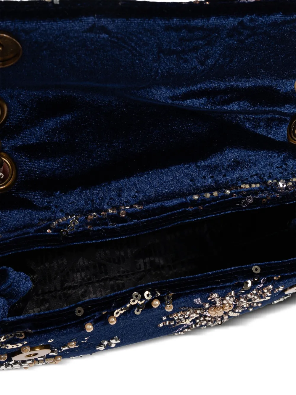 Kurt Geiger Mini Bead-embellished Velvet Shoulder Bag In Blue