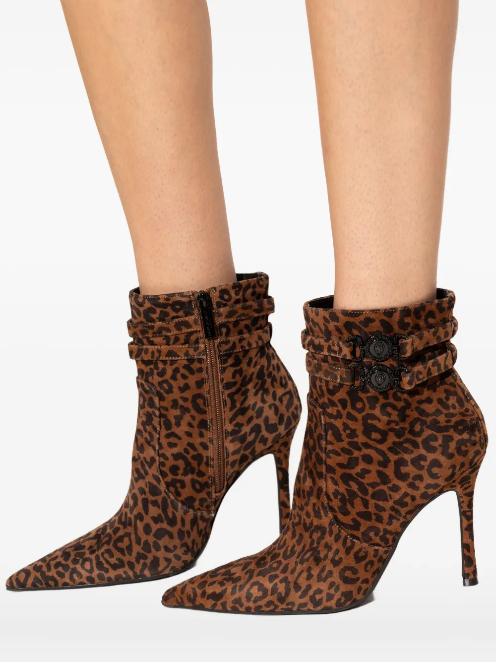 Kurt Geiger London Enkellaarzen met luipaardprint en gespdetail Bruin