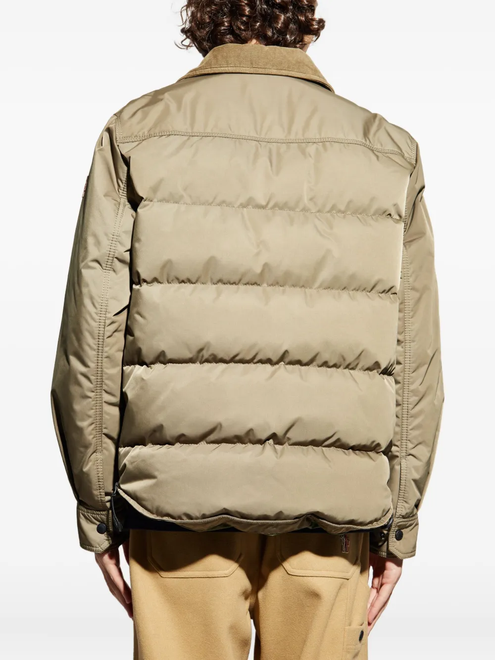 Moncler Grenoble Waterton donsjack met ribfluwelen kraag Beige