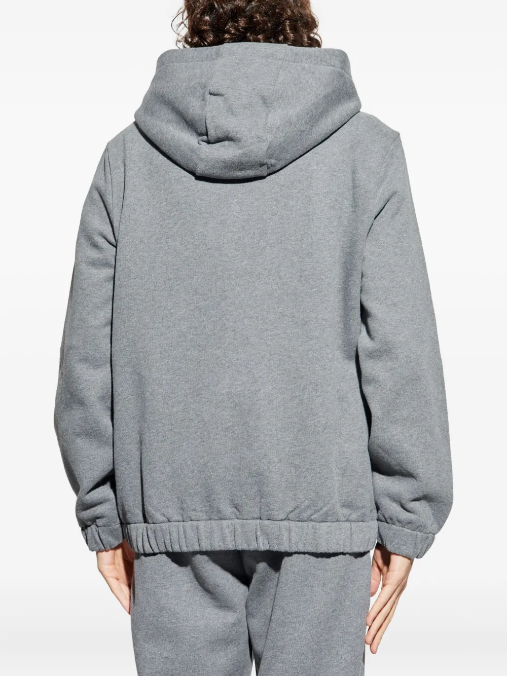 Moncler Hoodie met leren logo en rits Grijs