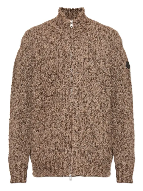 Moncler leather-patch zip-up cardigan