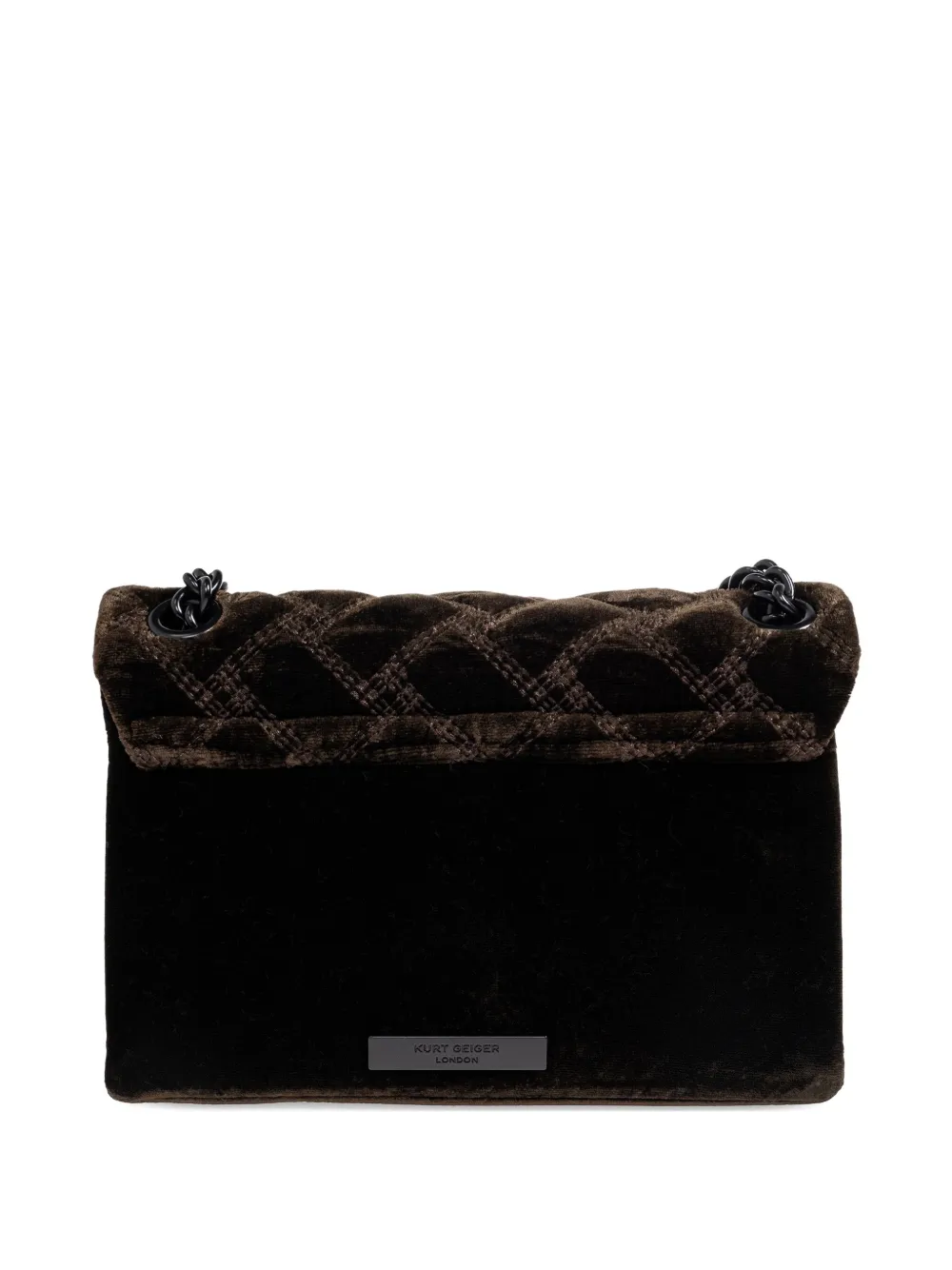 Kurt Geiger Mini Velvet Kensington Quilted Shoulder Bag In Brown