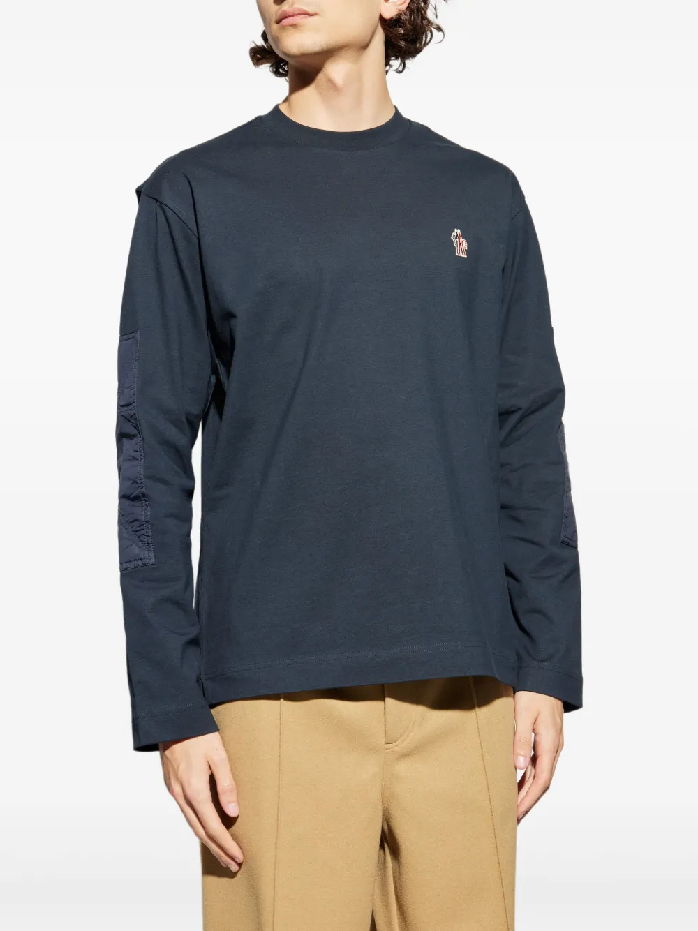 Moncler Grenoble T-shirt met lange mouwen en logo Blauw