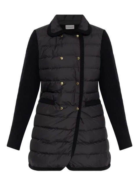 Moncler abrigo con doble botonadura y paneles