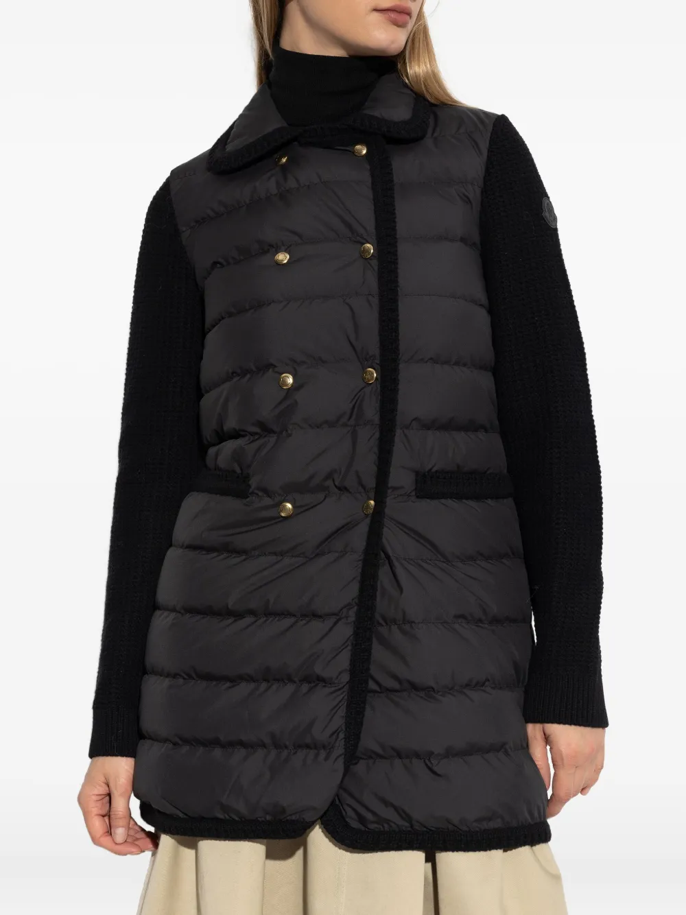 Moncler Mantel met dubbele rij knopen Zwart