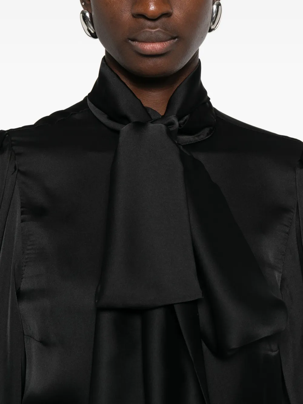 Rhizome Bow-tie Silk Blouse In Black