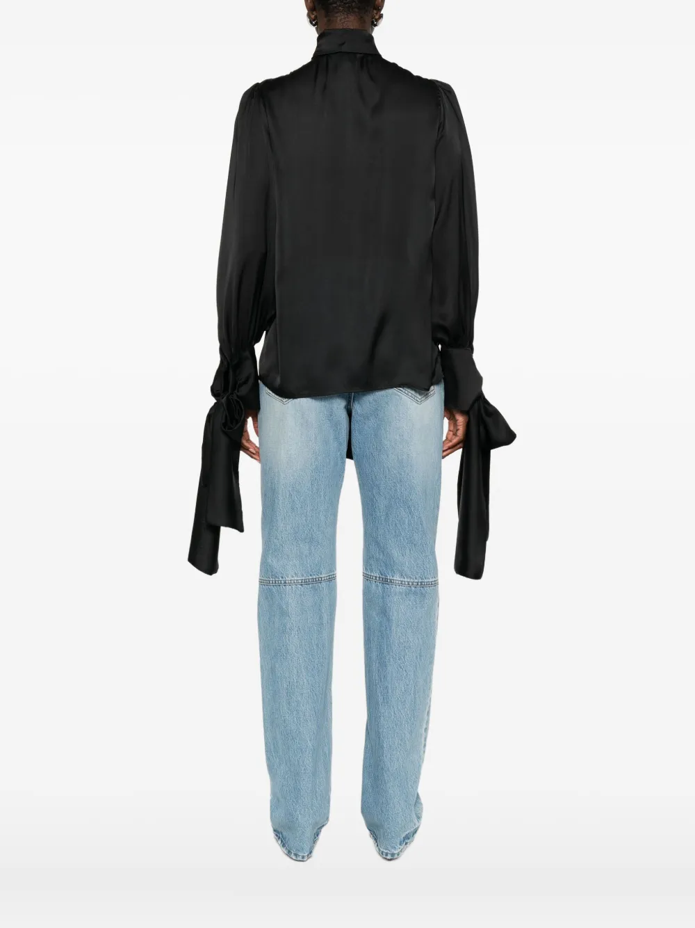 Rhizome Bow-tie Silk Blouse In Black