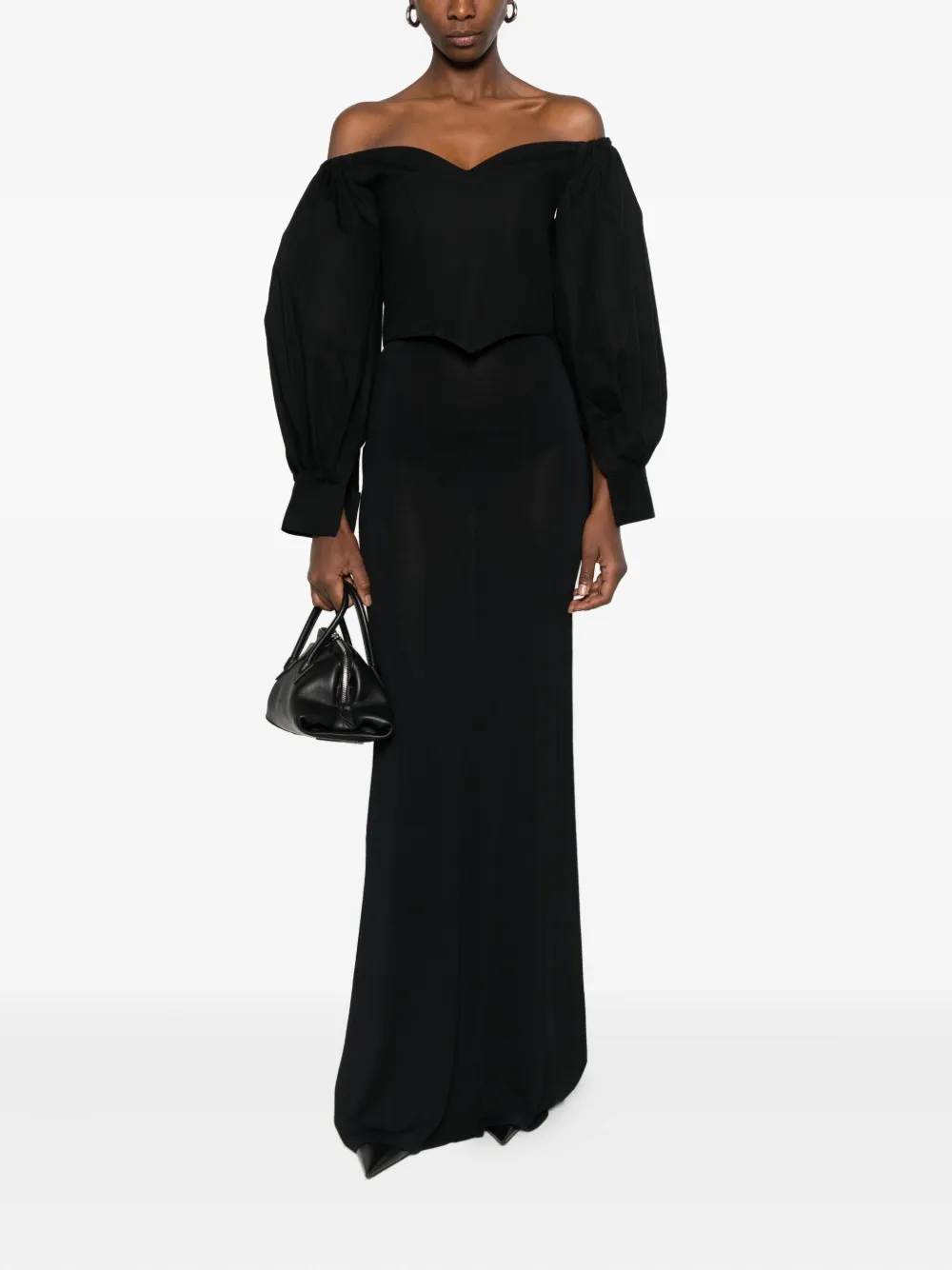 RHIZOME Veracruz off-shoulder corset top - Zwart