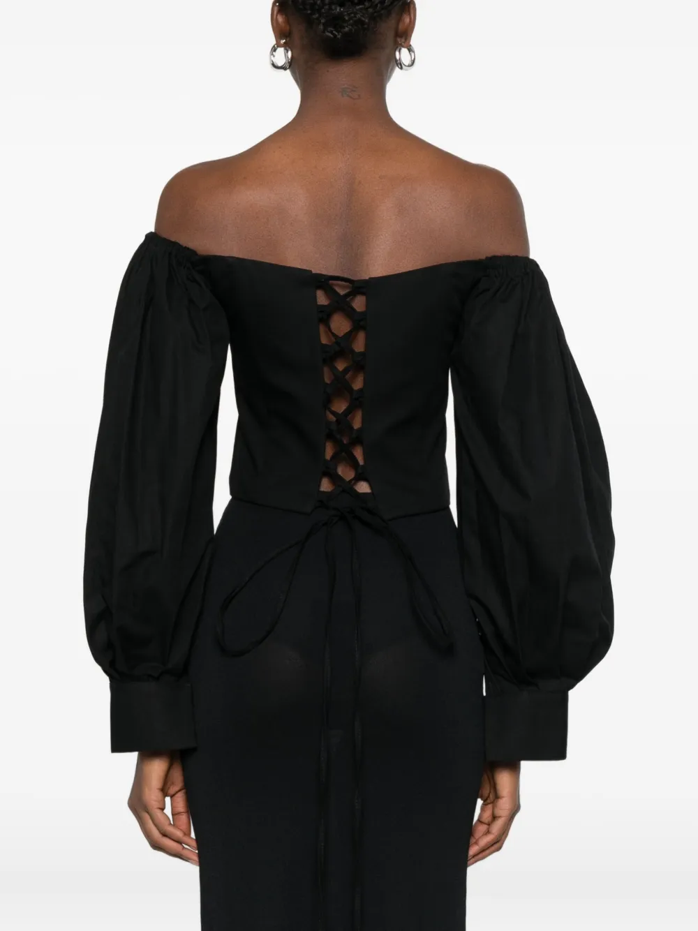 RHIZOME Veracruz off-shoulder korset-top Zwart