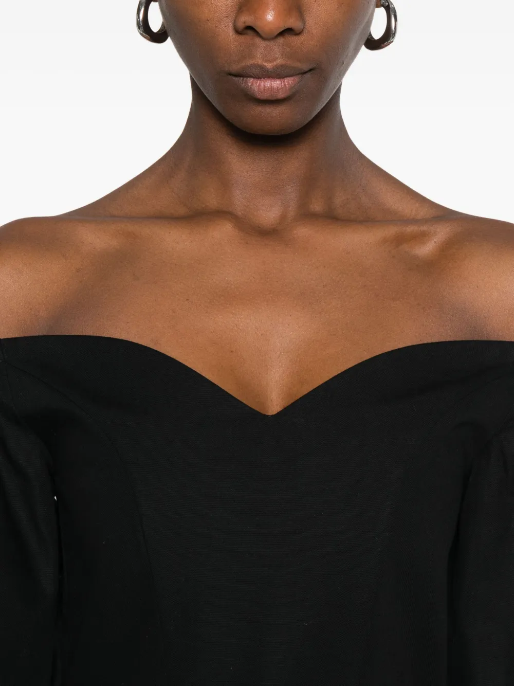 RHIZOME Veracruz off-shoulder korset-top Zwart