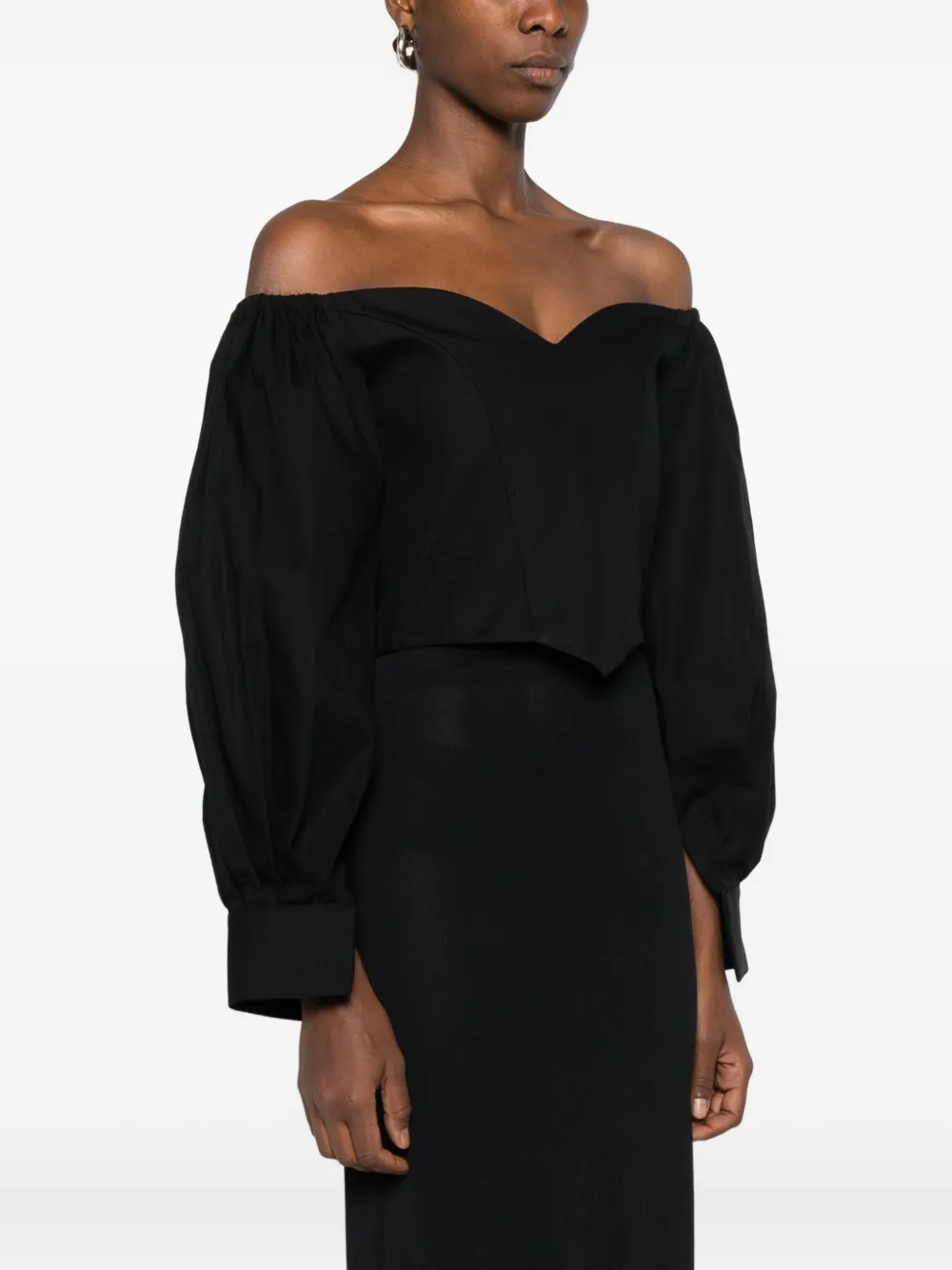 RHIZOME Veracruz off-shoulder korset-top Zwart