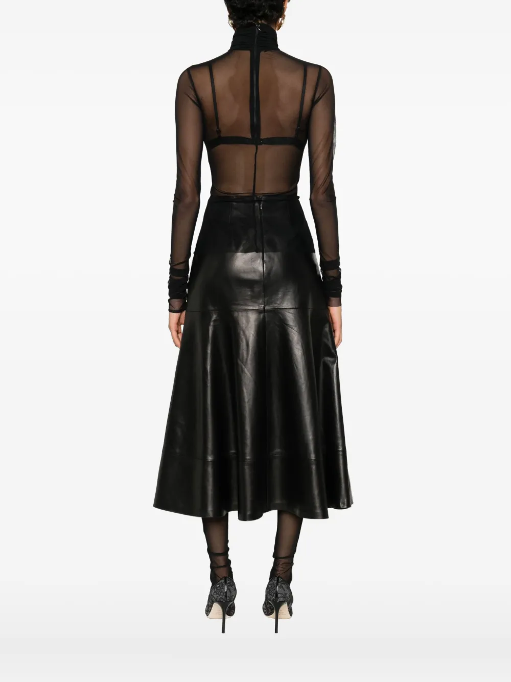 Rhizome Sovino Tulle Turtleneck Top In Black