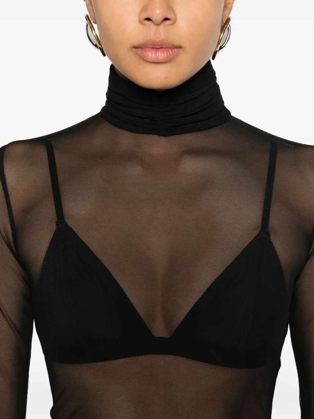 Rhizome Sovino Tulle Turtleneck Top In Black