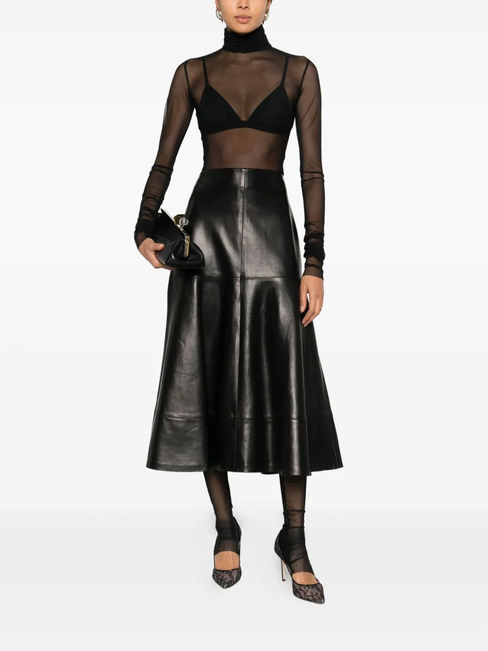 Rhizome Sovino Tulle Turtleneck Top In Black