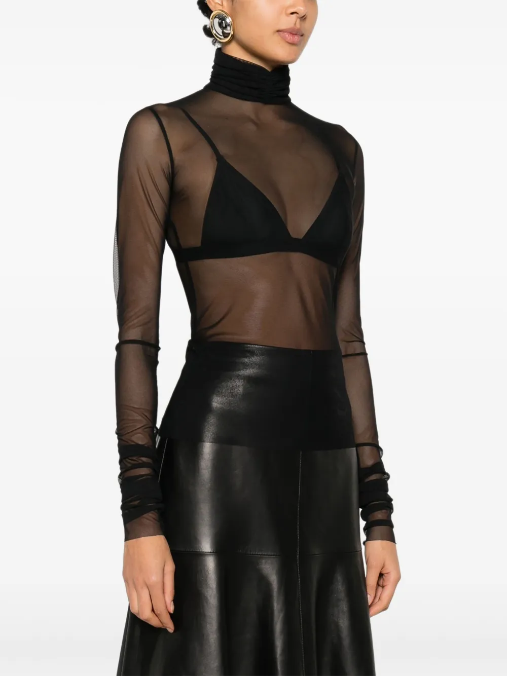  Rhizome Sovino Tulle Turtleneck Top - Black 