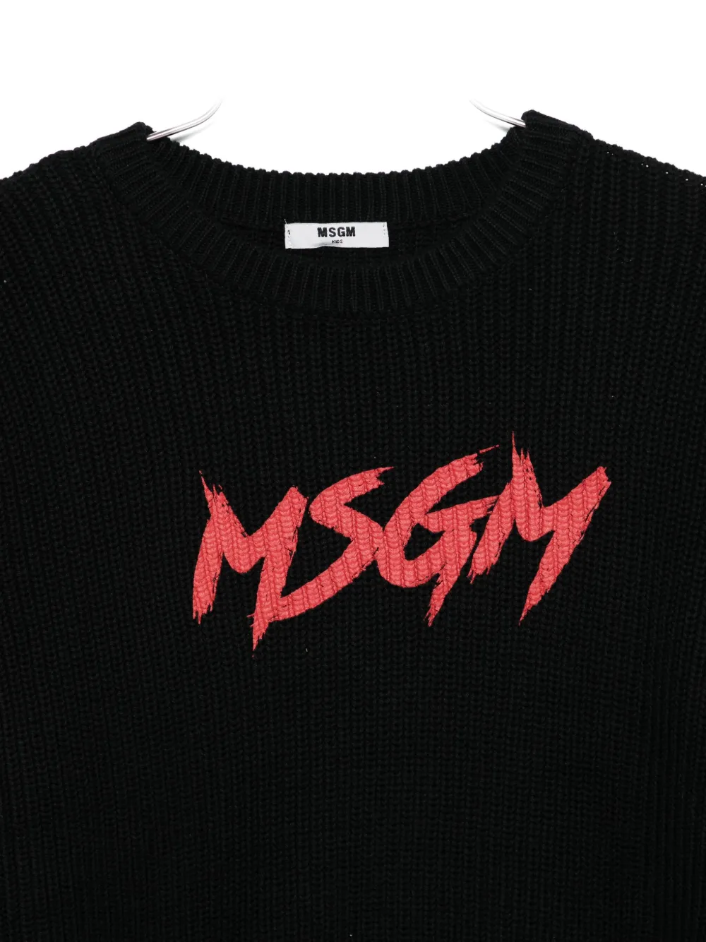 Msgm Logo Crew-neck Sweater In Black