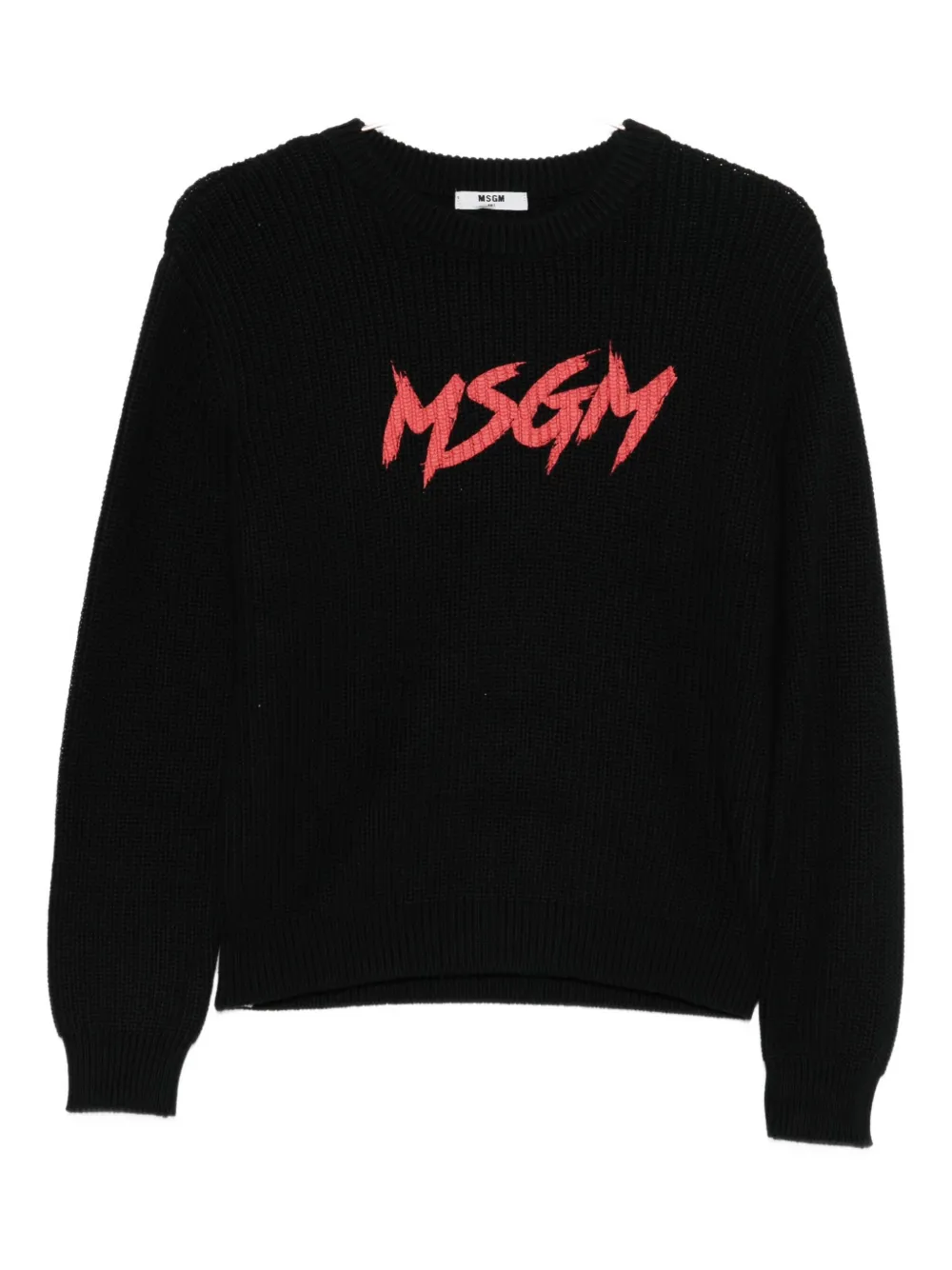 Msgm Logo Crew-neck Sweater In Black