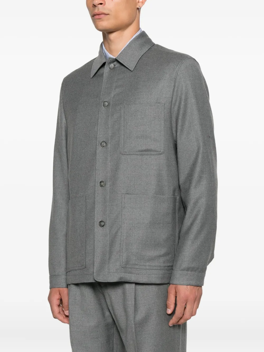 Manuel Ritz Flanellen shirtjack met knopen Grijs