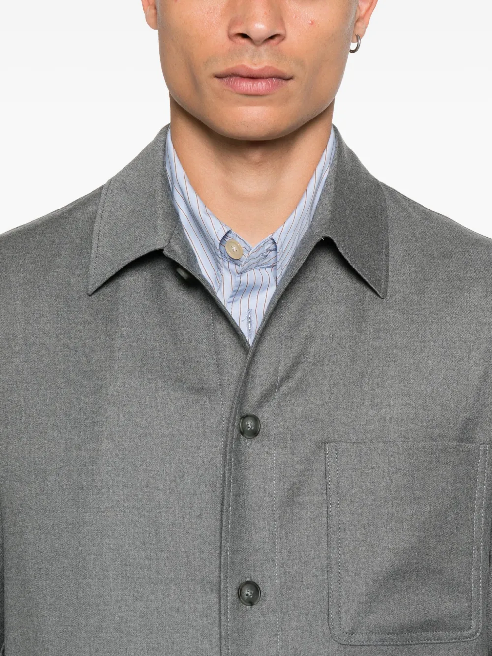 Manuel Ritz Flanellen shirtjack met knopen Grijs
