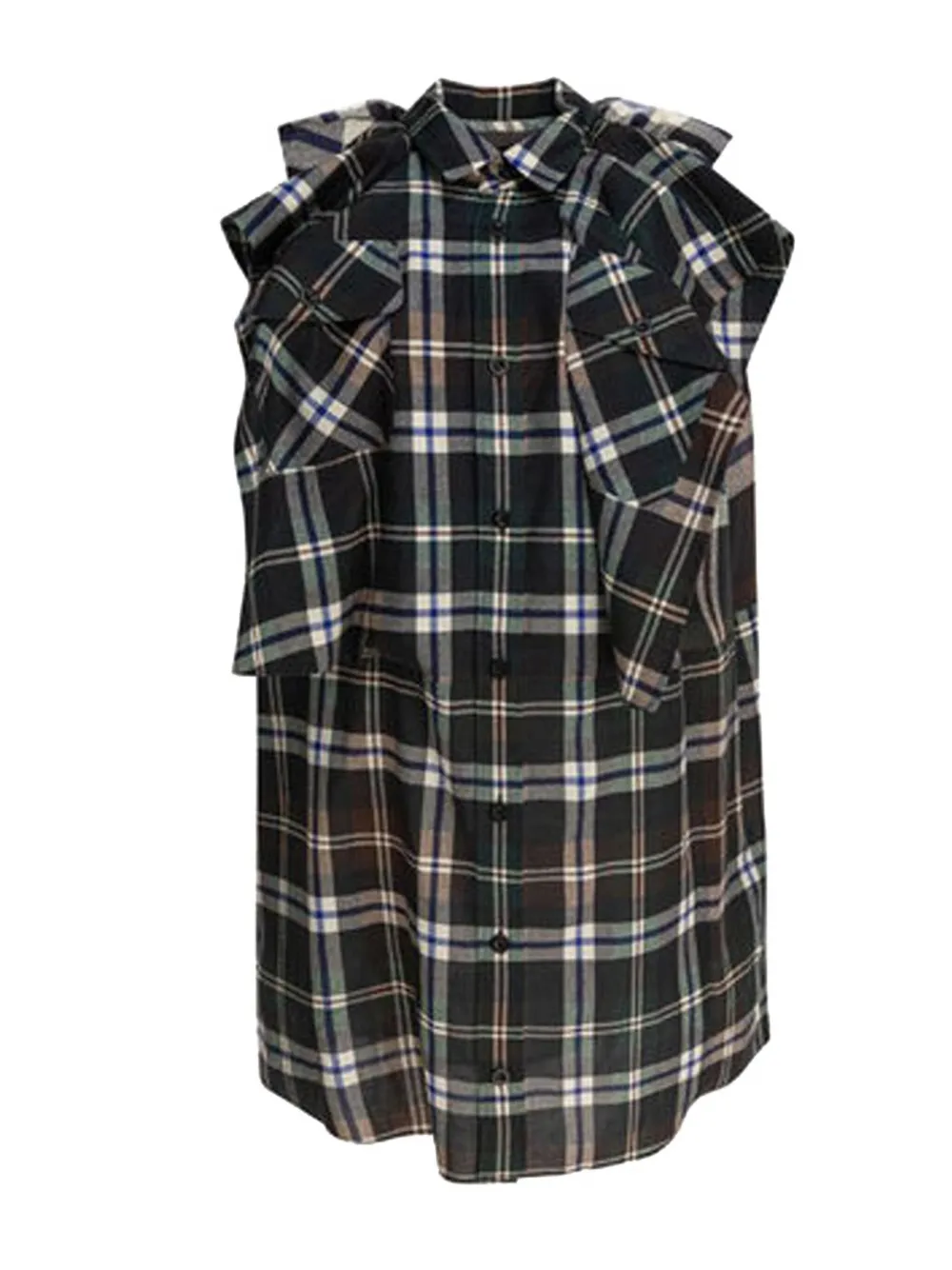 Sacai Geruite jurk met vlakken - Zwart