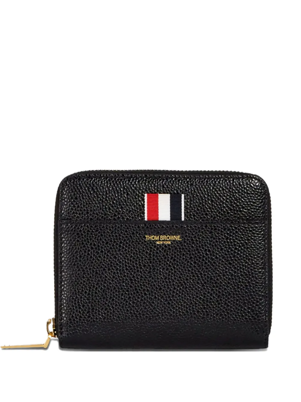 Thom Browne Logo Embossed Zipped Wallet In Black