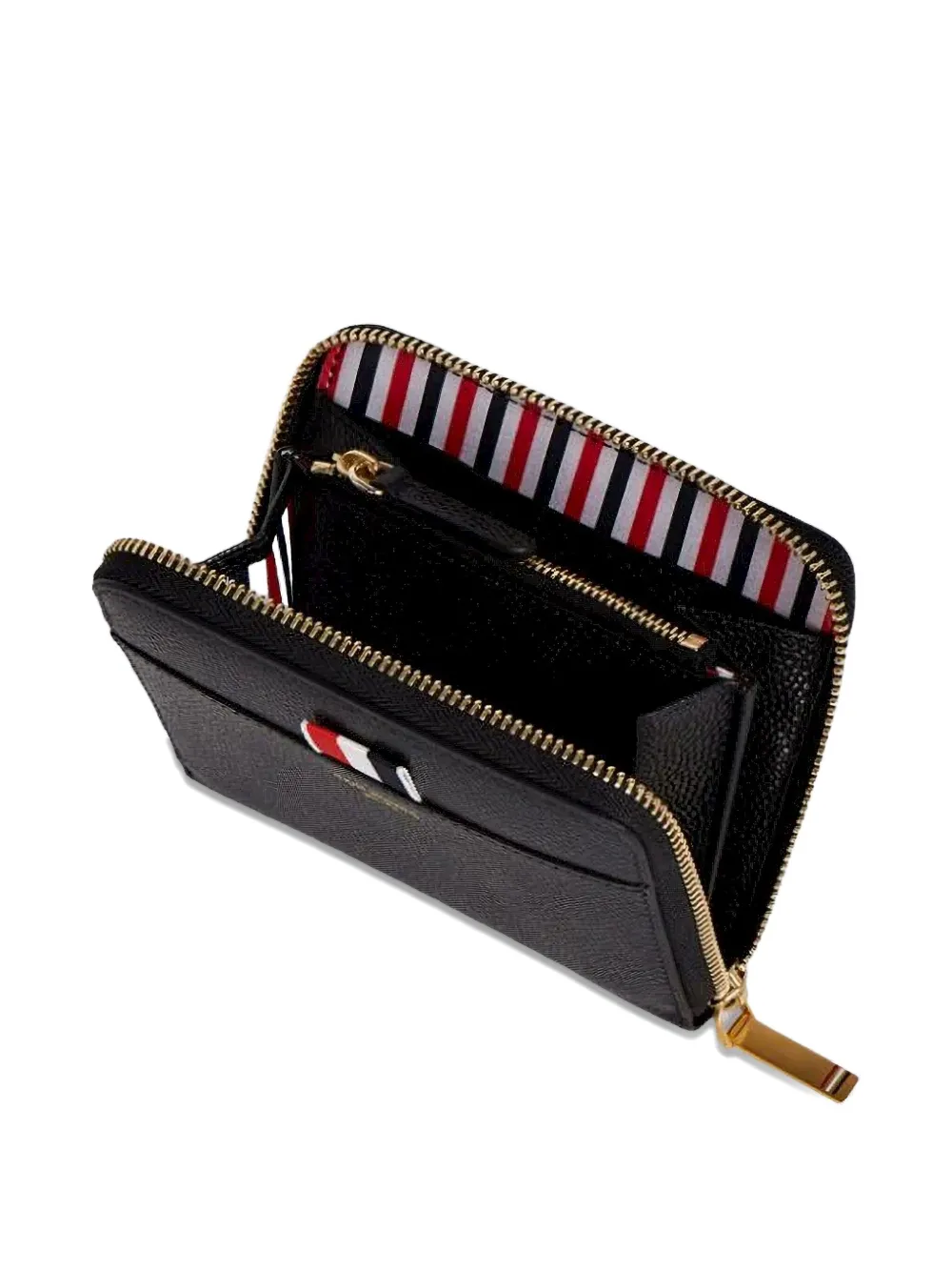 Thom Browne Logo Embossed Zipped Wallet In Black