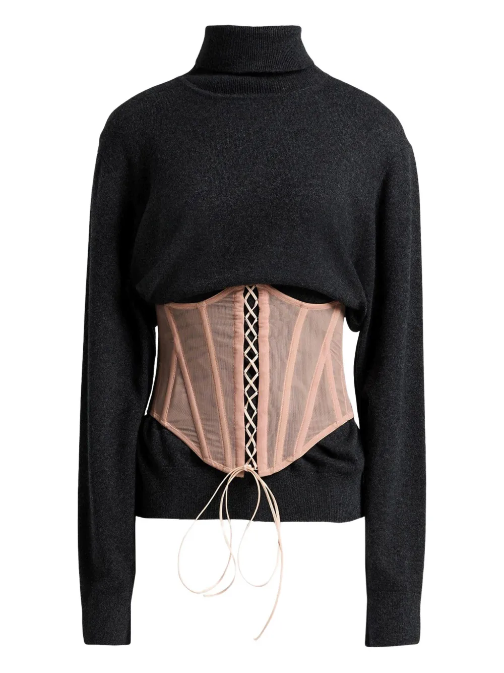 Dilara Findikoglu Turtleneck Corset Sweater In Black