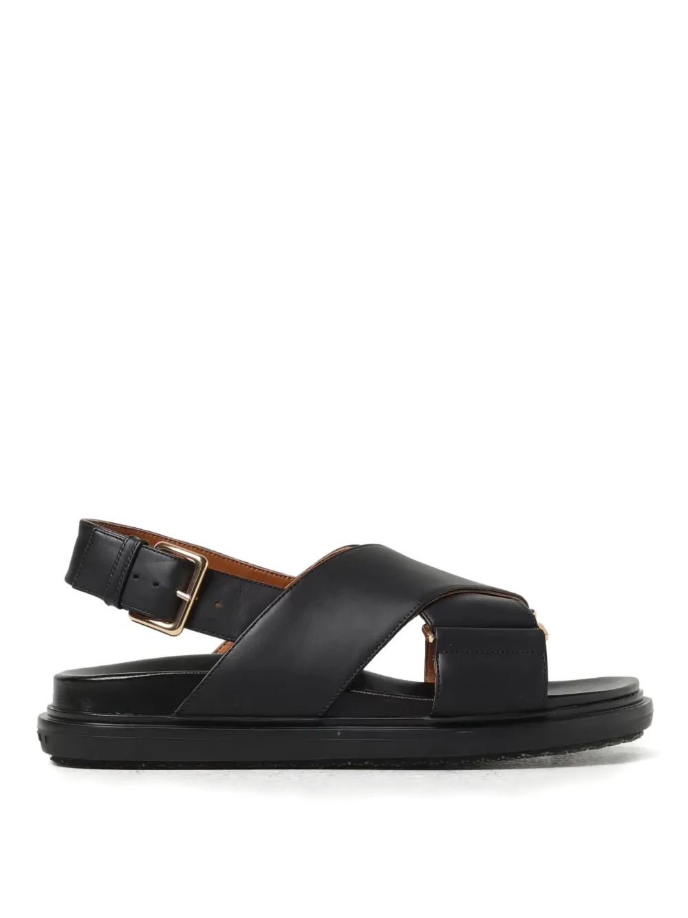 Marni Fussbett Crisscross Buckled Flat Sandals In Black