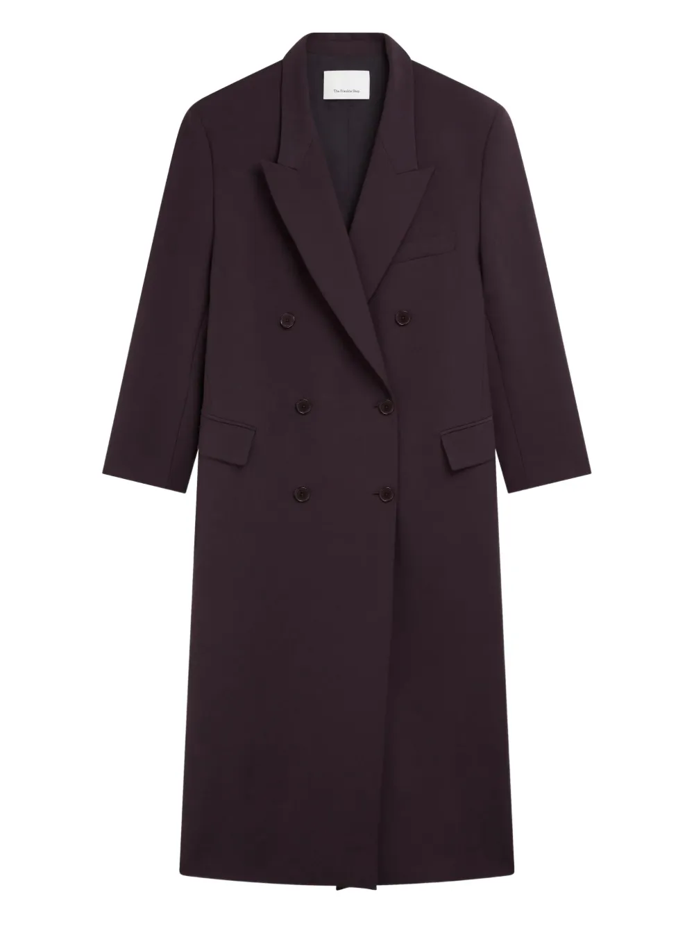 The Frankie Shop Jane Double-breasted Long Coat In Purple