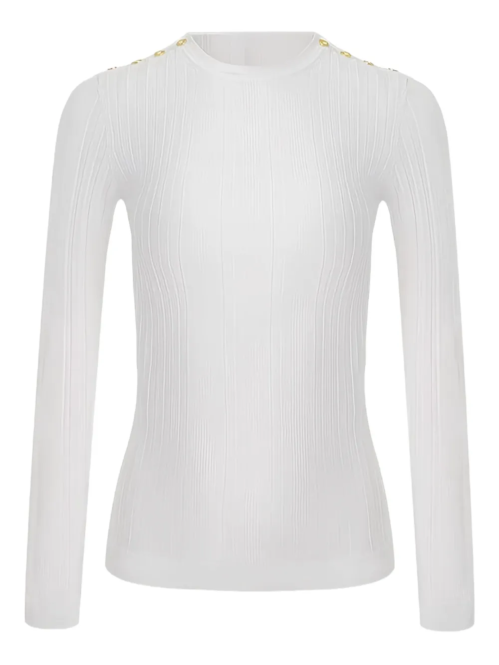 Elisabetta Franchi buttoned-shoulder ribbed T-shirt | White | Image 1
