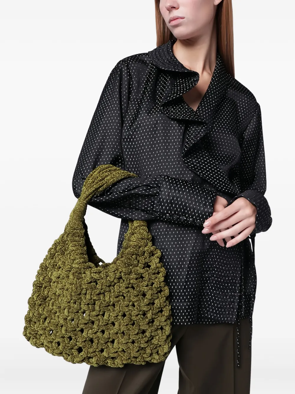 Hibourama Vannifique medium fluwelen schoudertas - Groen