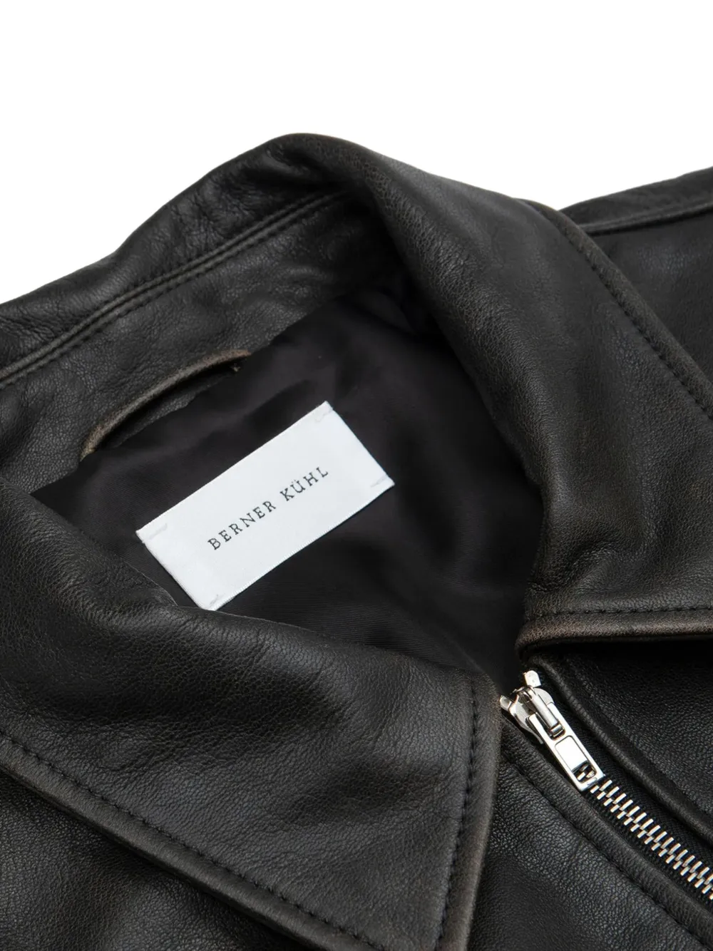  Berner Kühl Zipped Leather Jacket - Black 