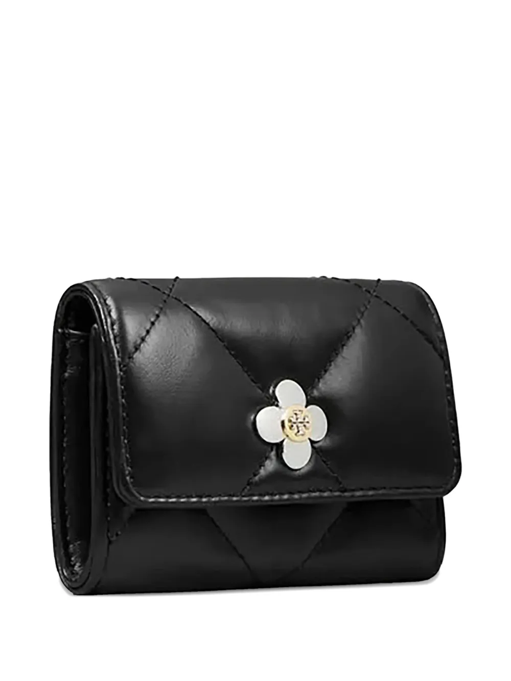Tory Burch Kira Diamond Leather Card Case In Black