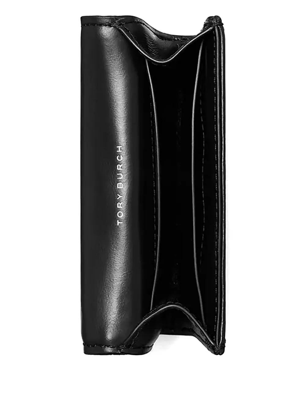 Tory Burch Kira Diamond Leather Card Case In Black