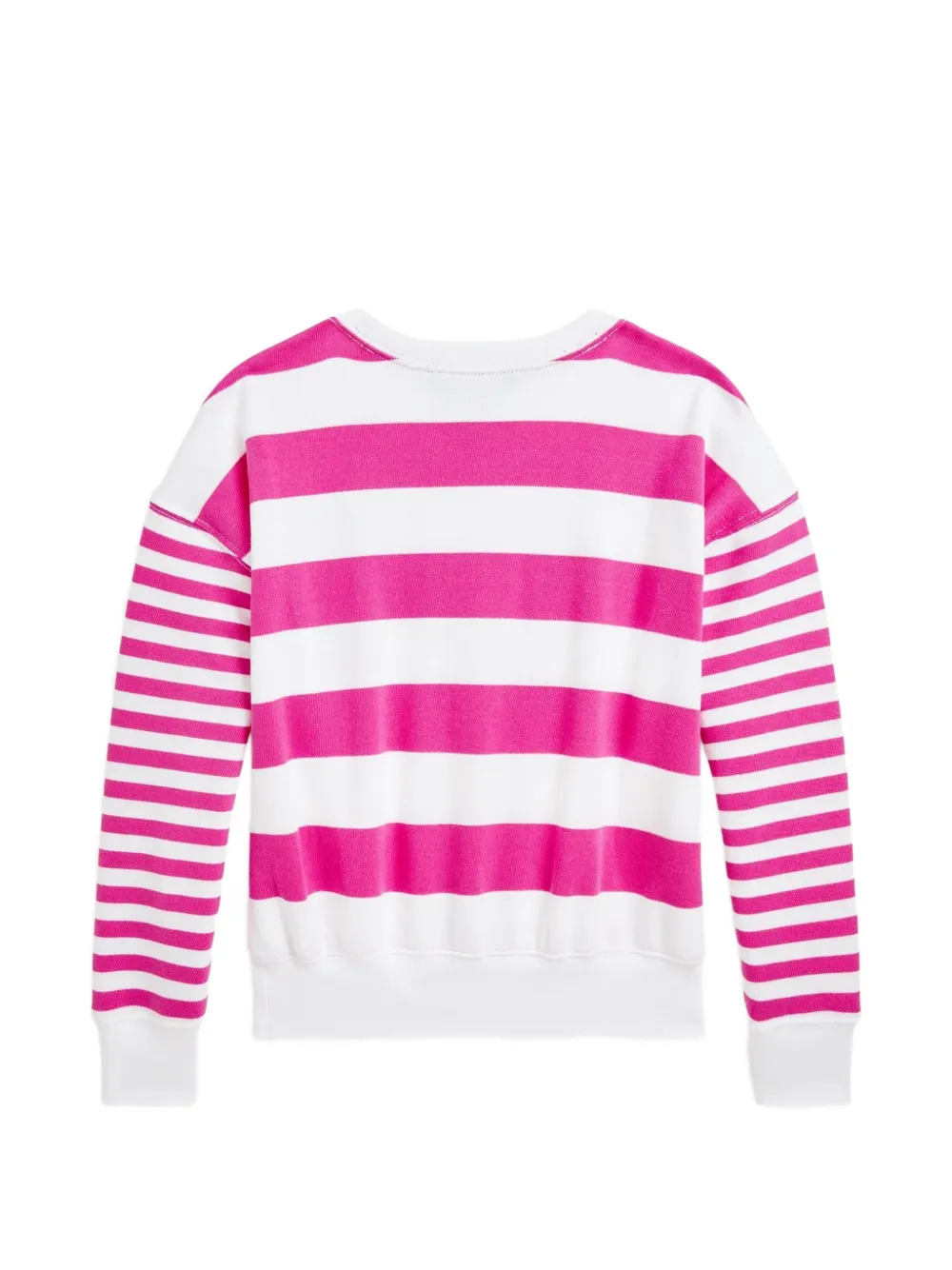 POLO RALPH LAUREN KIDS striped embroidered-logo sweatshirt Roze