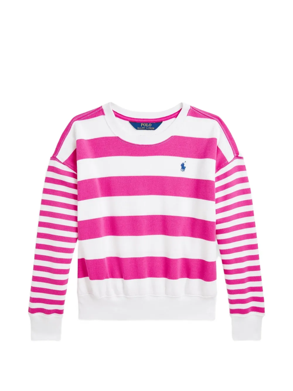 POLO RALPH LAUREN KIDS striped embroidered-logo sweatshirt Roze