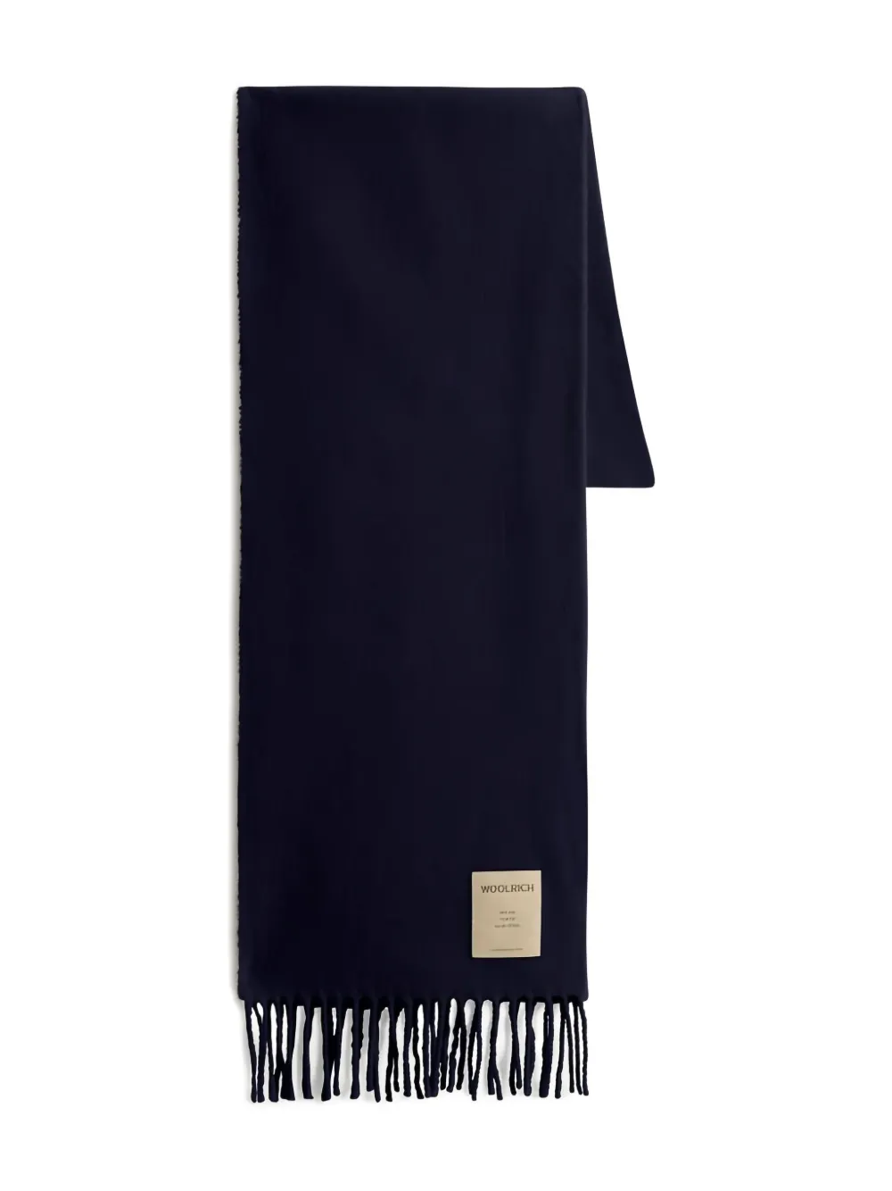 Woolrich logo-patch fringed scarf | Blue | Image 1