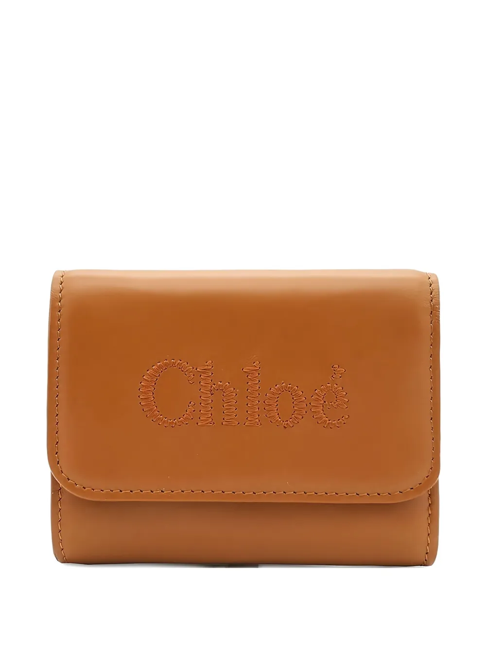 Chloé Logo-stitch Wallet In Brown