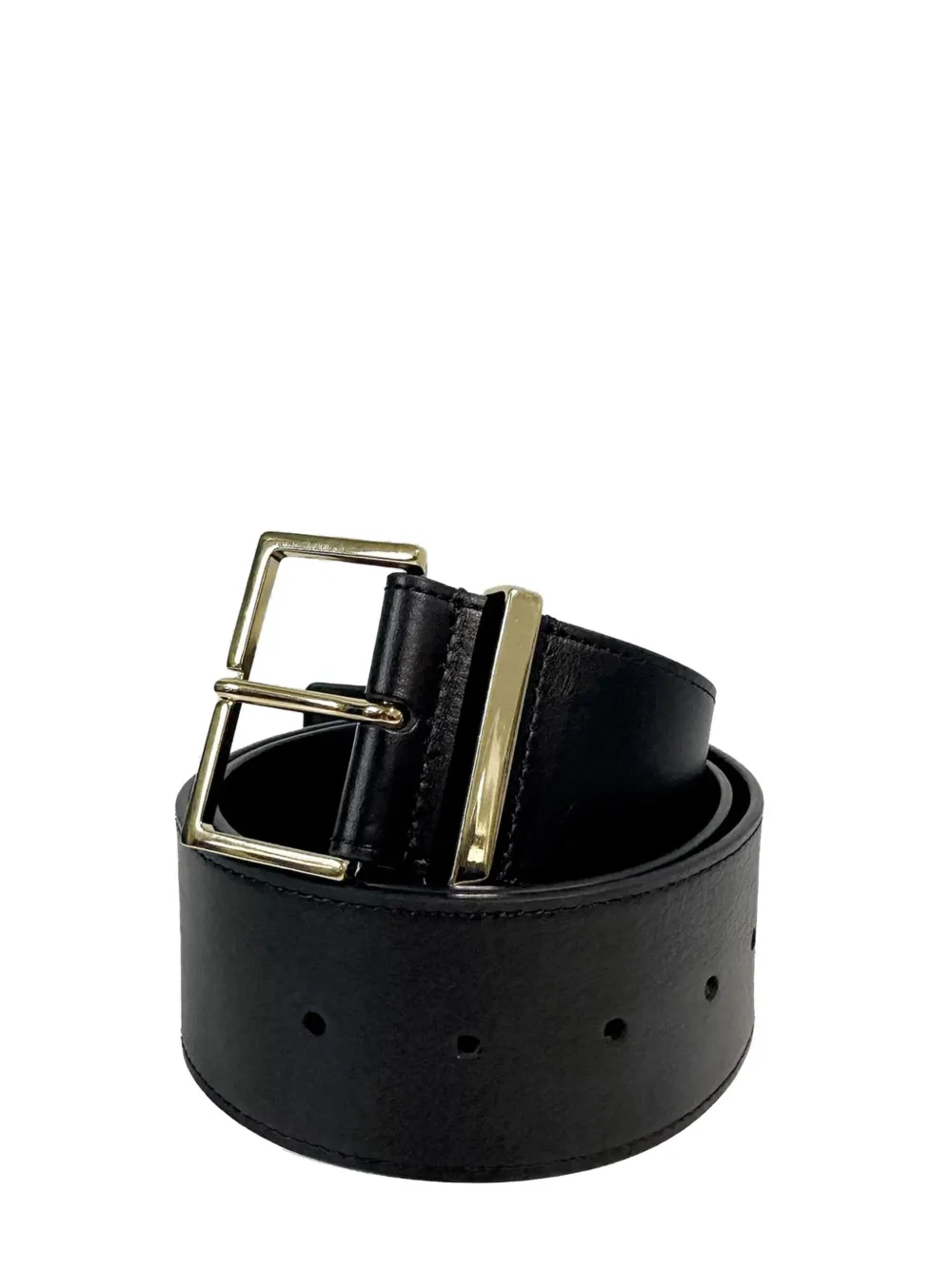 The Frankie Shop Evro Square-buckle Leather Belt In Black