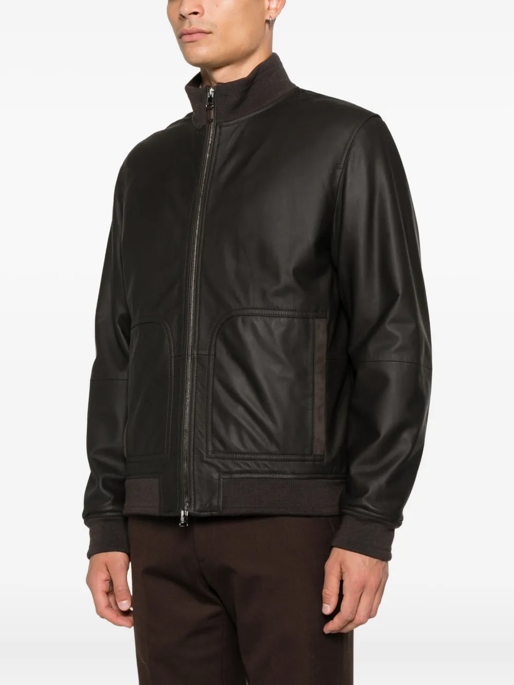  Canali Leather Jackets - Brown 