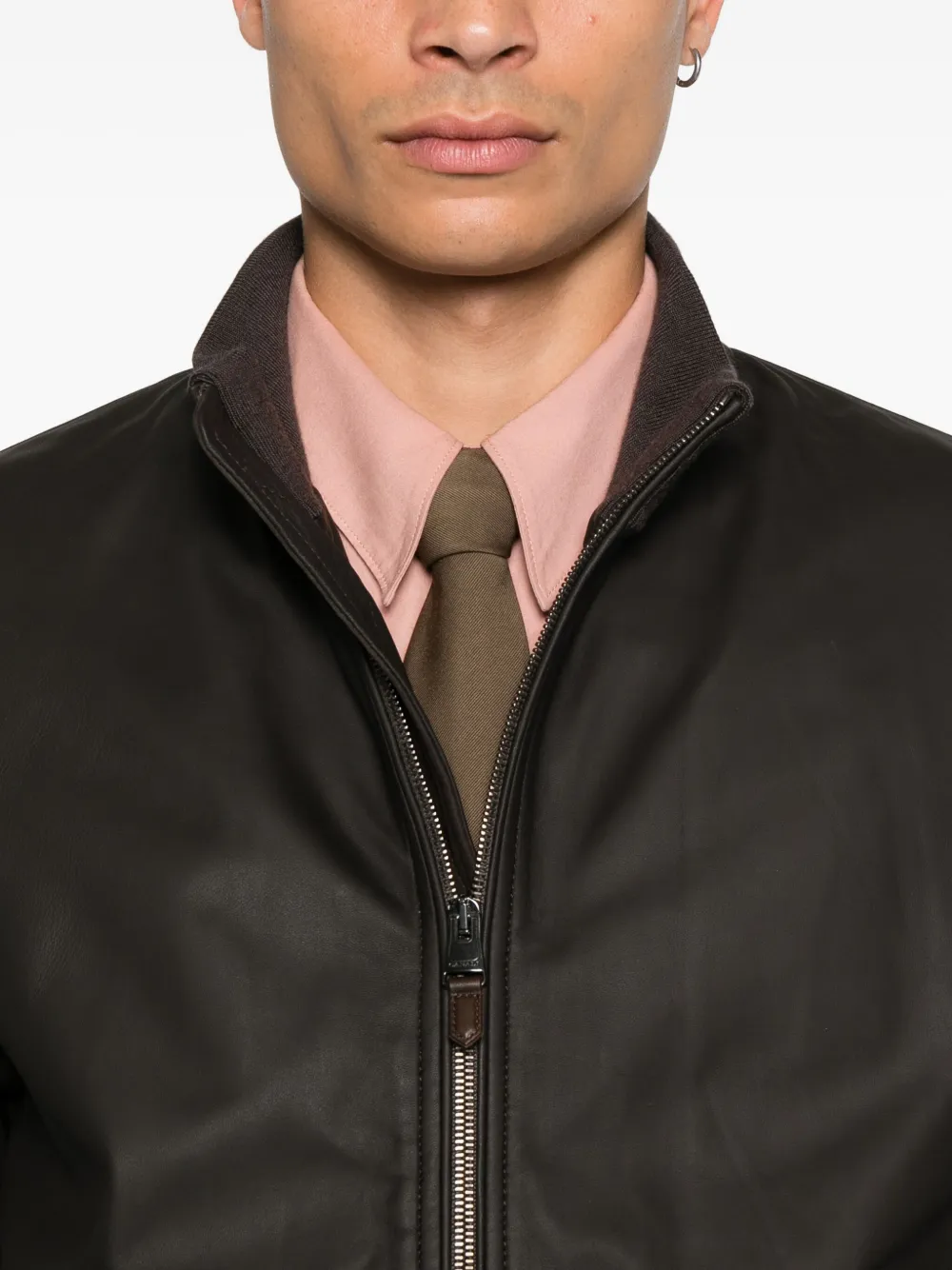 Canali Leren jassen Bruin