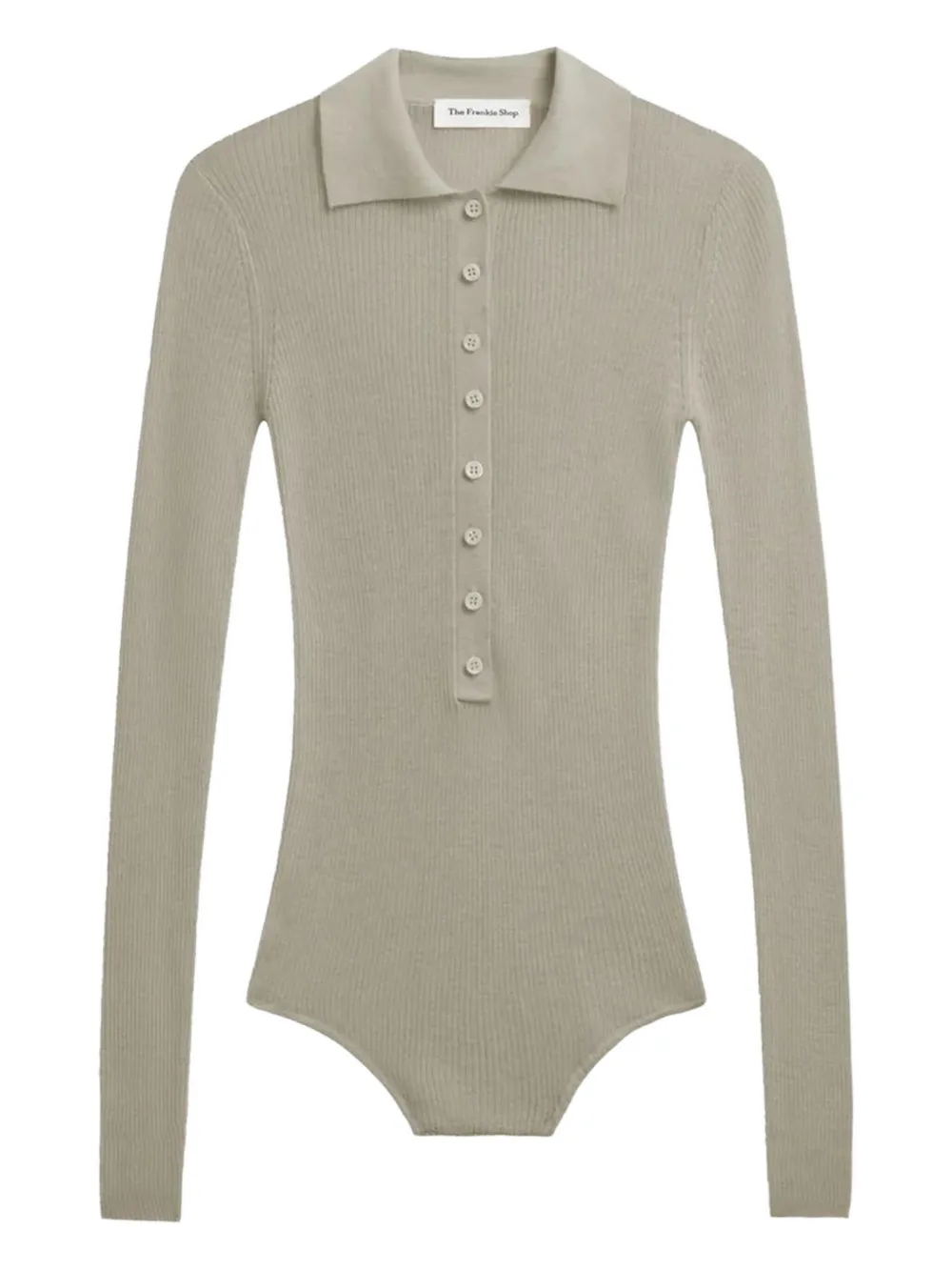 The Frankie Shop Solana Polo-collar Bodysuit In Neutral